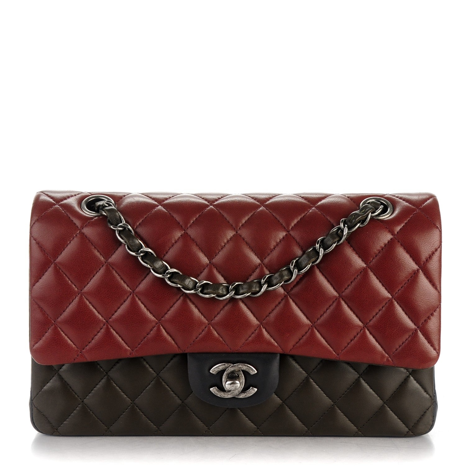 Chanel Lambskin Quilted Tri-Color Medium Double Flap Burgundy 1 of 7