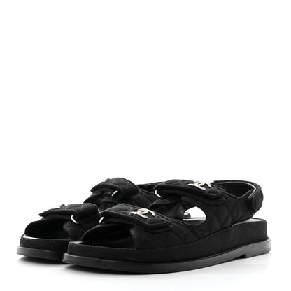 Chanel Mixed Fibers Velcro Dad Sandals 38 Black 3 of 8