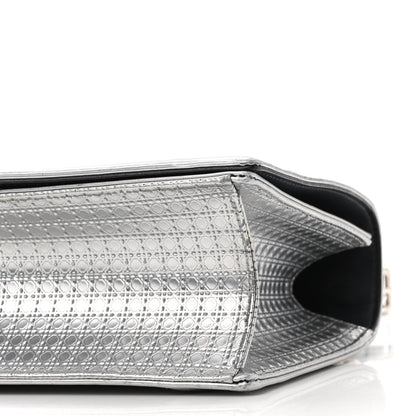 Christian Dior Metallic Patent Micro-Cannage Medium Diorama Flap Bag Silver 9 of 10