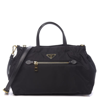 Prada Tessuto Nylon Saffiano Shopping Satchel Black 1 of 10