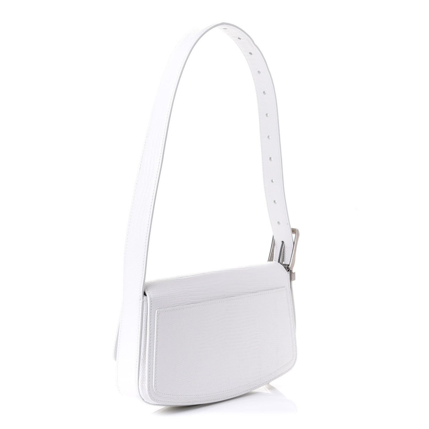 Patent Calfskin Lizard Embossed Ghost Sling Bag Optic White