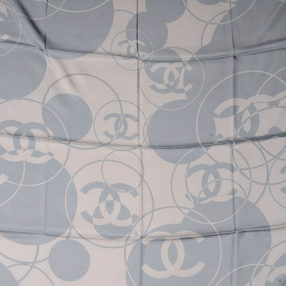 Chanel Silk CC Reversible Square Scarf Light Blue Beige 1 of 5