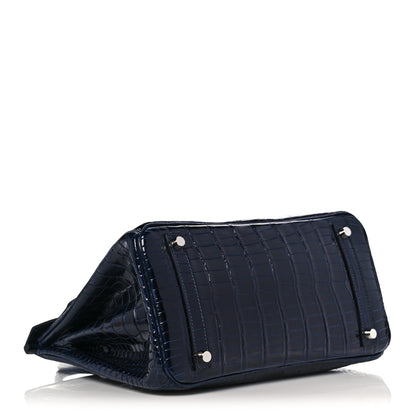Hermes Shiny Porosus Crocodile Birkin 30 Bleu Marine 5 of 35