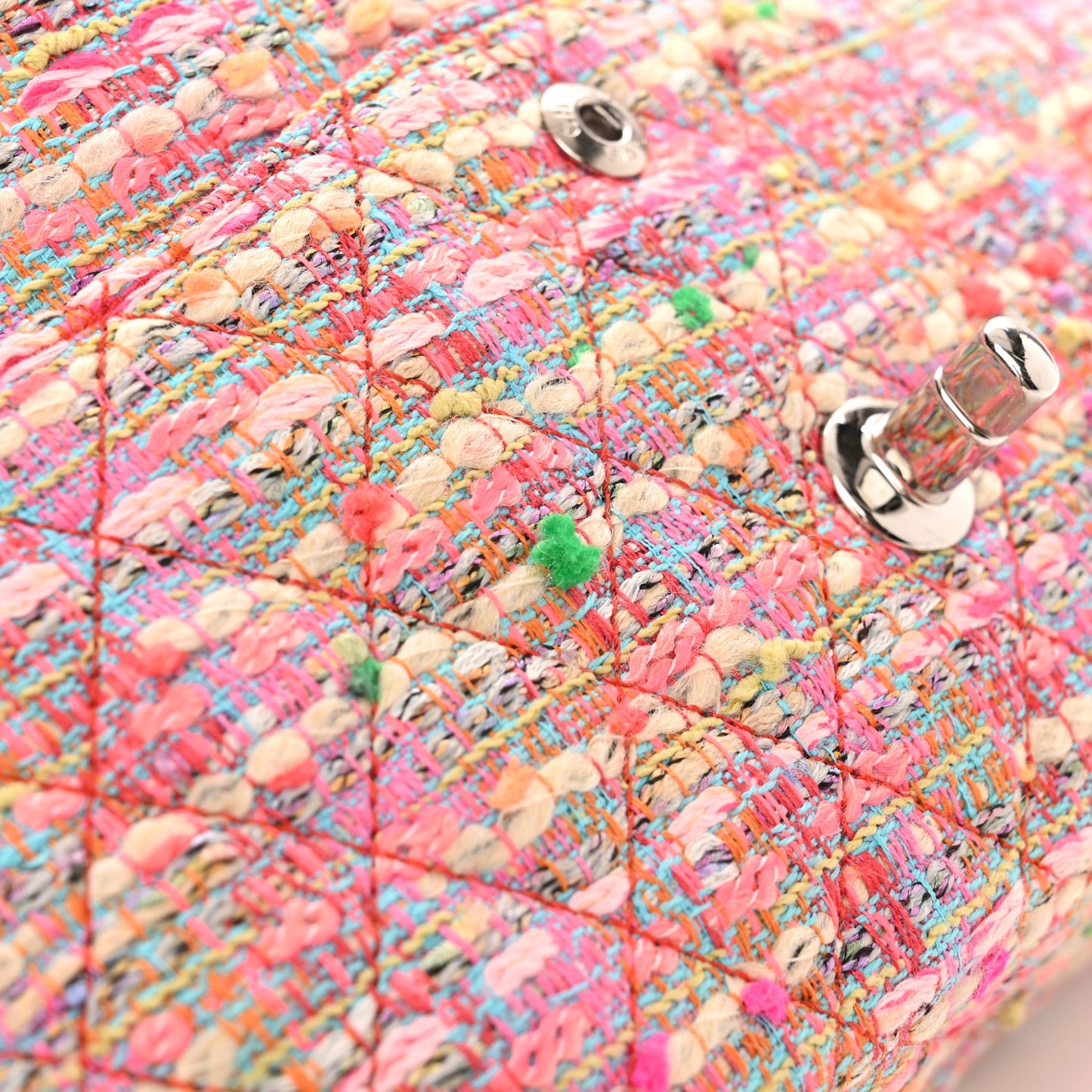 Tweed Quilted Medium Double Flap Multicolor