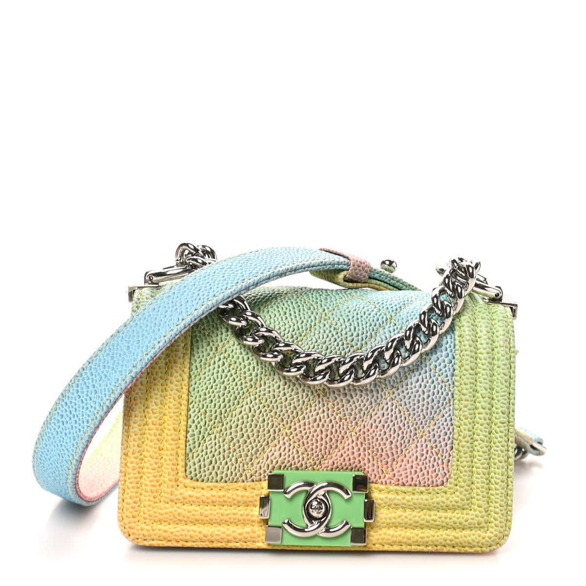 Chanel Caviar Quilted Mini Cuba Rainbow Boy Flap  Pink Multicolor 1 of 10
