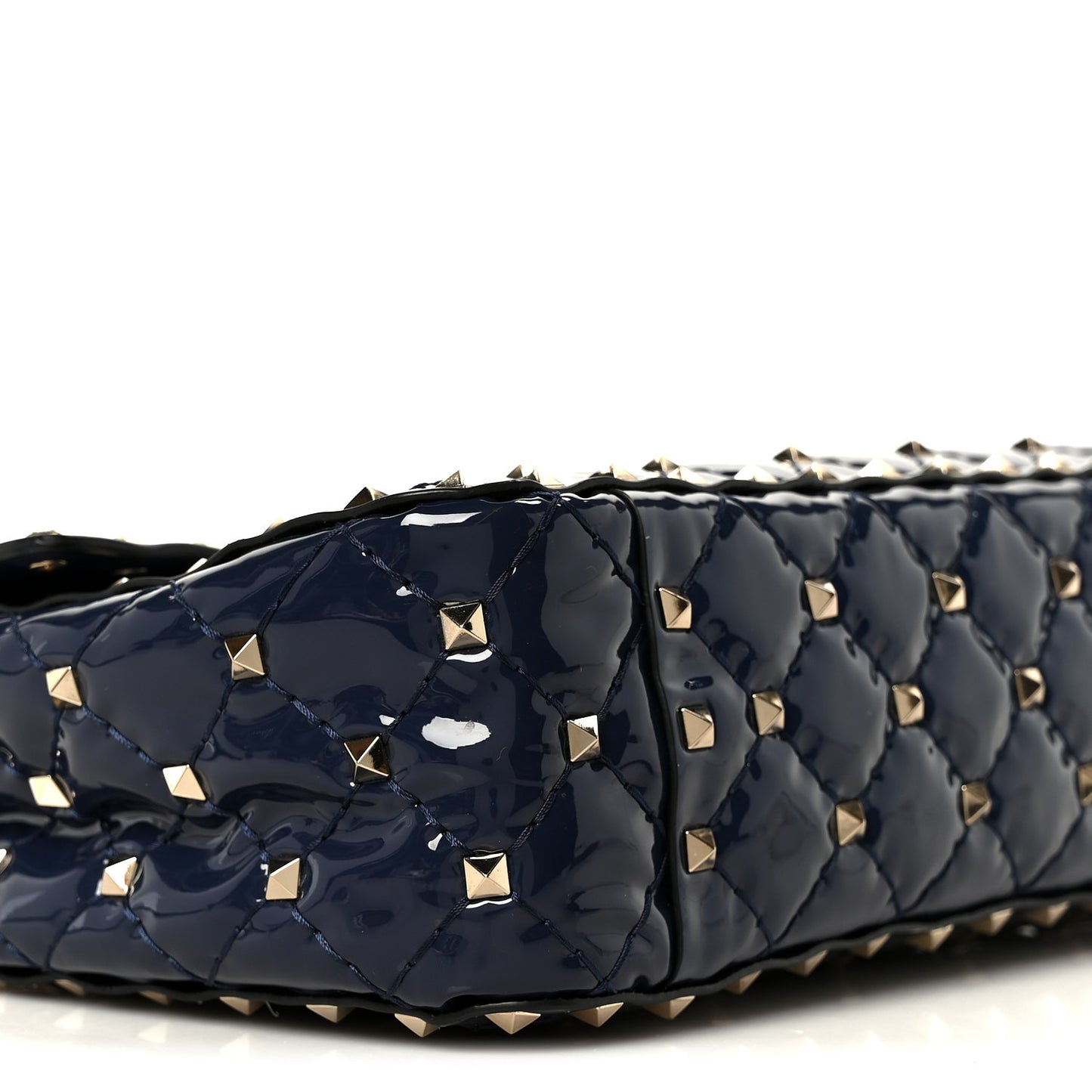 Patent Medium Rockstud Spike Shoulder Bag Pure Blue