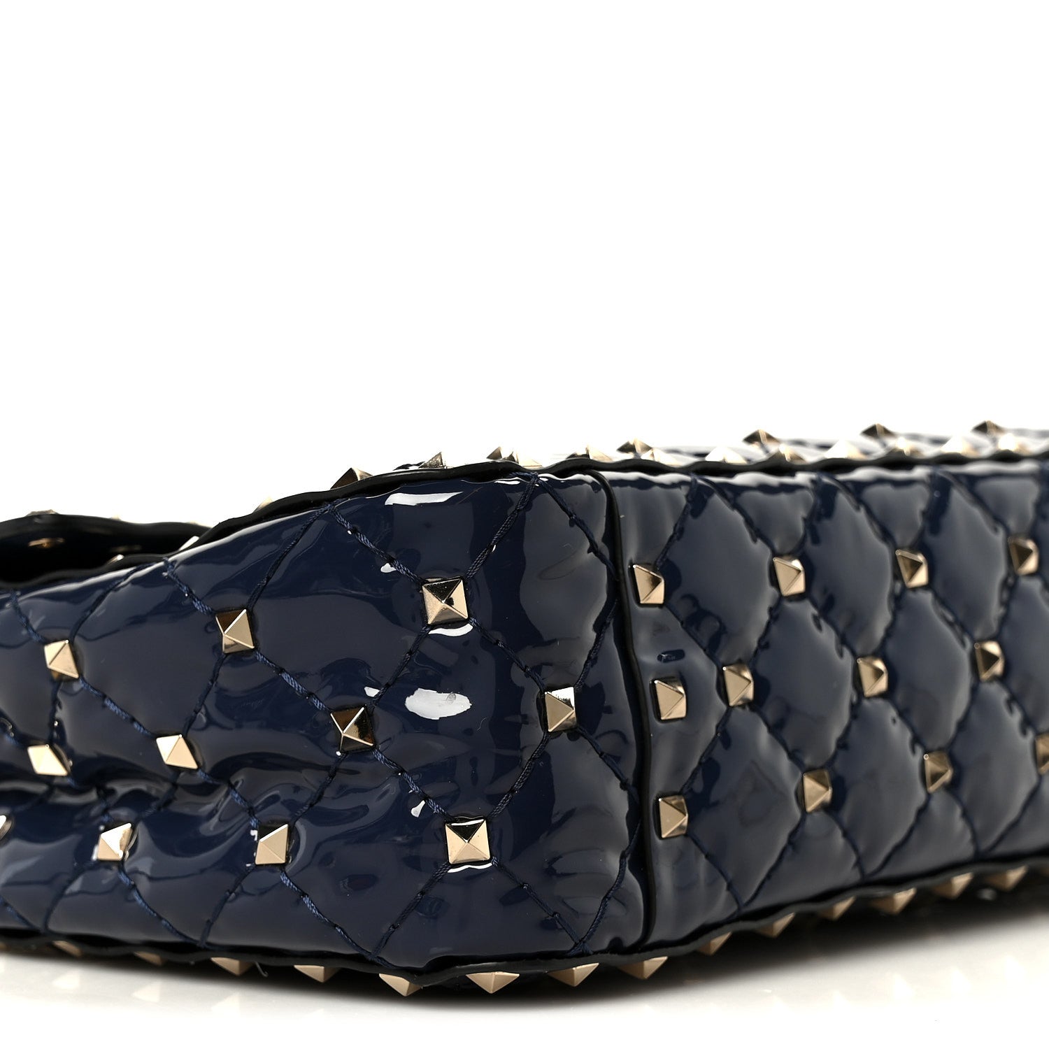 Valentino Garavani Patent Medium Rockstud Spike Shoulder Bag Pure Blue 9 of 11