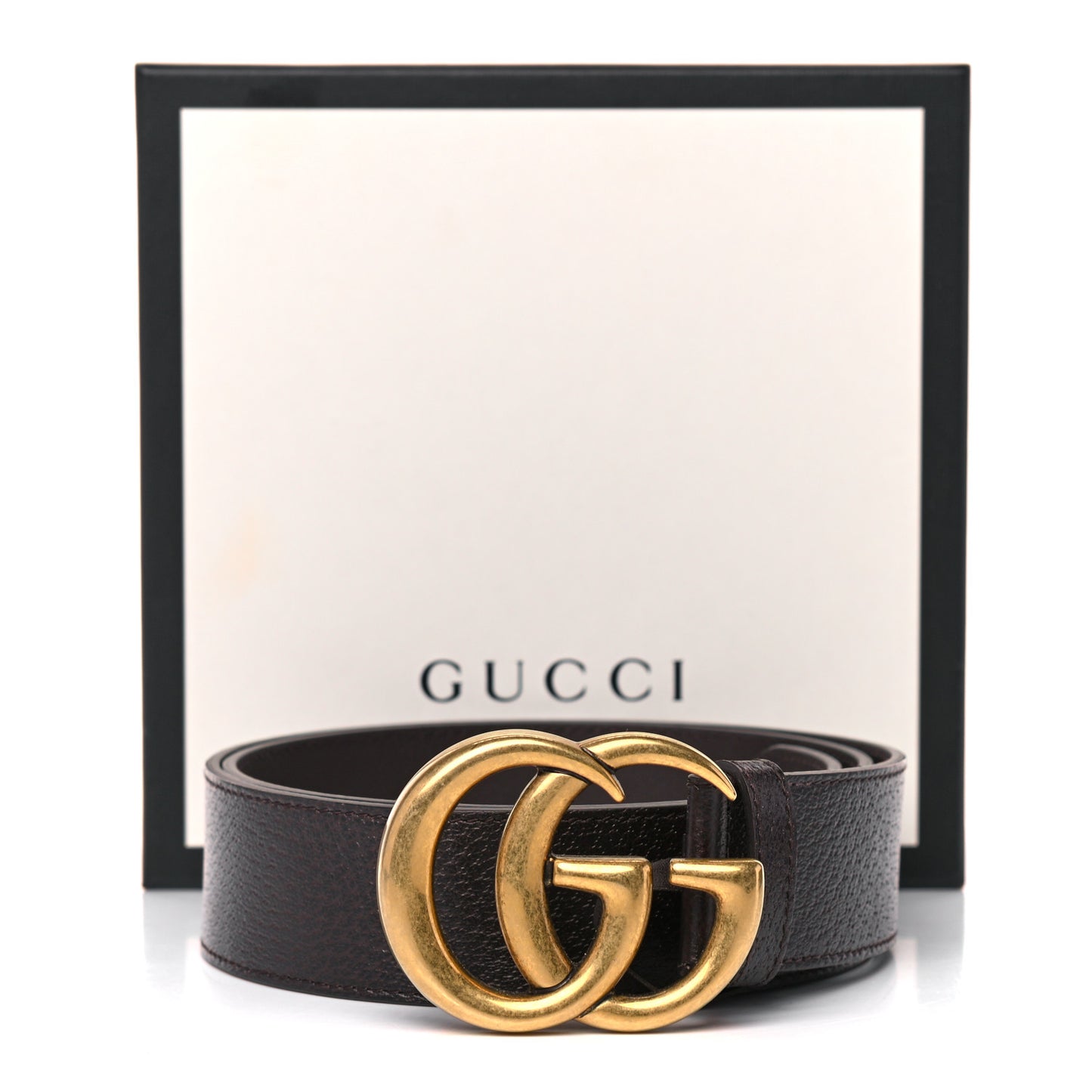 Textured Dollar Calfskin Double G 40mm Belt 90 36 Dark Cocoa