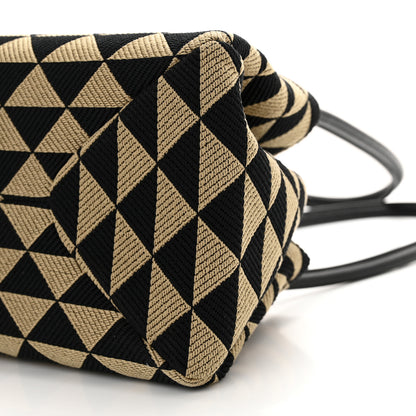 Prada Jacquard Triangolo Symbole Embroidered Small Shoulder Bag Black Corda 10 of 11