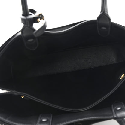 Prada Soft Grain Calfskin Studded Large Buckle Bag With Belt Black 5 of 9