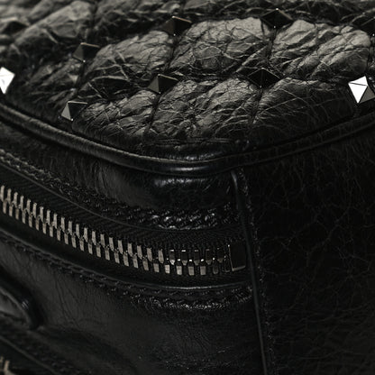 Valentino Garavani Craquele Nappa Rockstud Spike Double Zip Camera Crossbody Bag Black 6 of 12