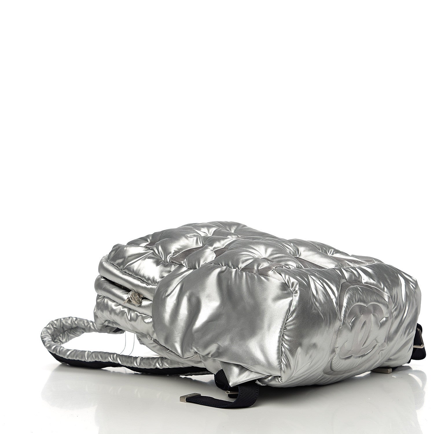 Chanel Nylon Embossed Doudoune Backpack Silver 3 of 8