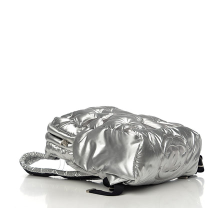 Chanel Nylon Embossed Doudoune Backpack Silver 3 of 8
