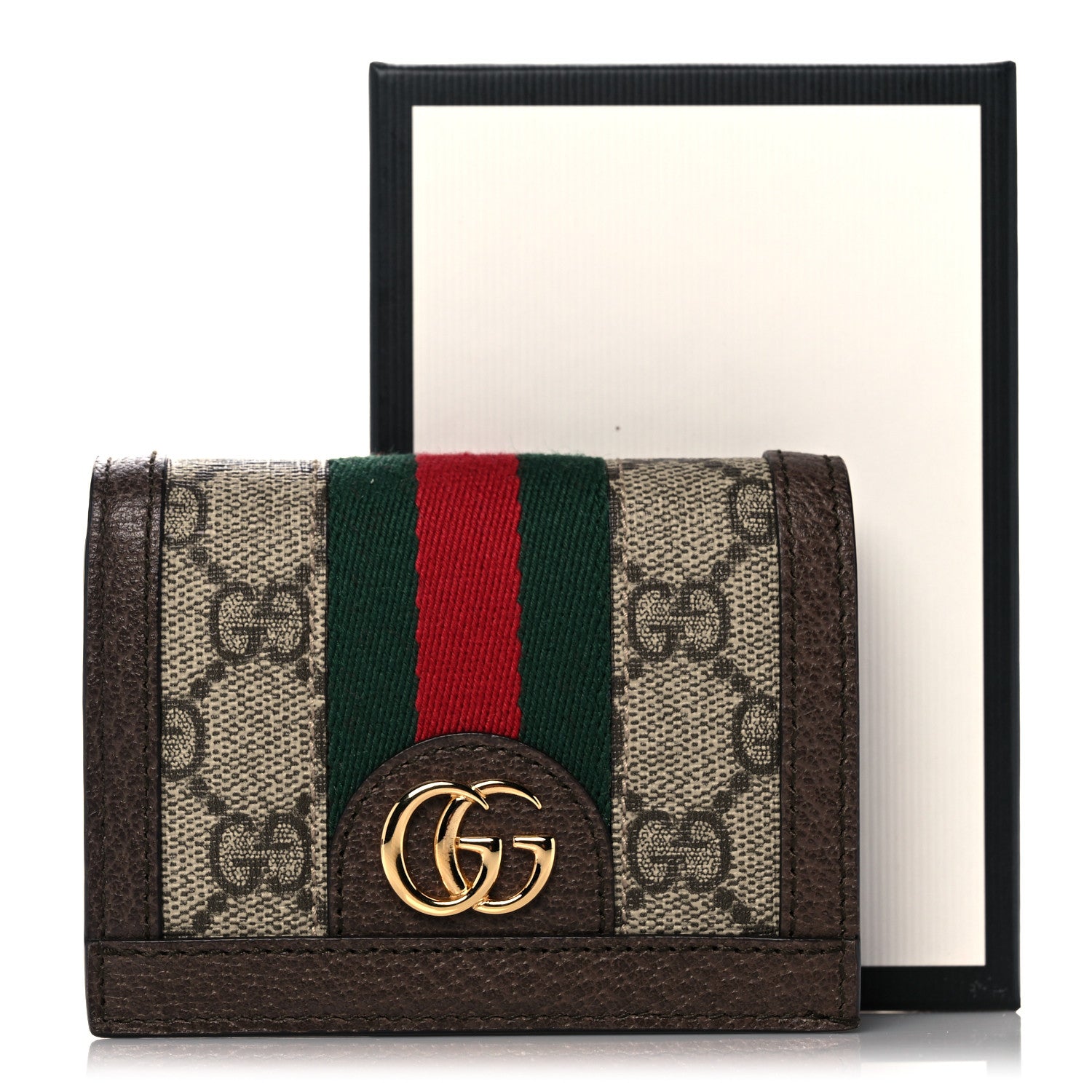 Gucci GG Supreme Monogram Web Ophidia Card Case Beige New Acero 7 of 7