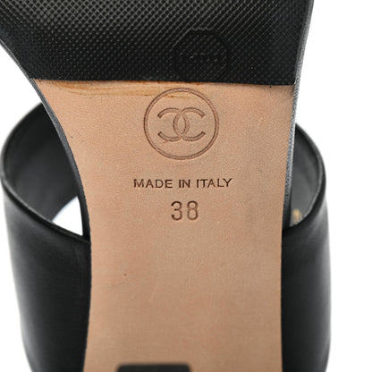 Chanel Lambskin Pearl Sandal Mules 38 Black 6 of 8