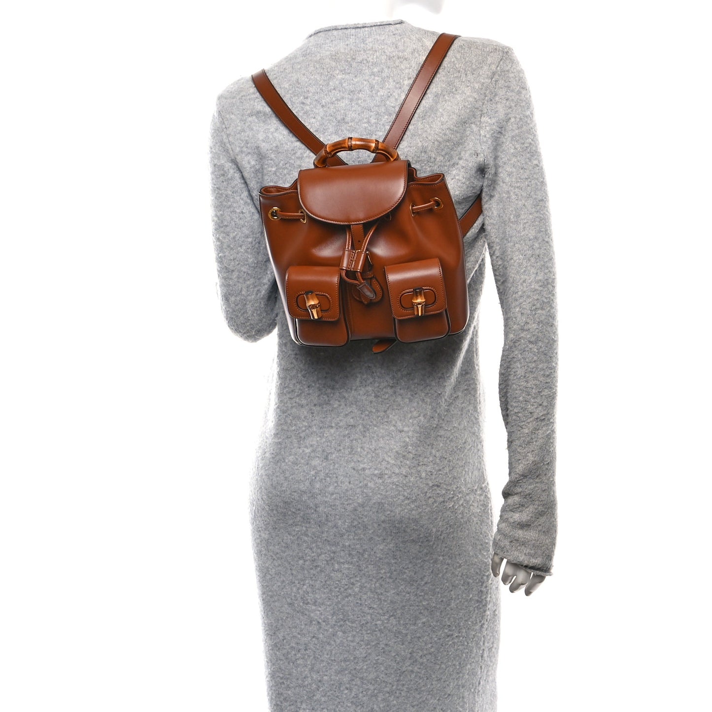 Calfskin Bamboo Backpack Brown