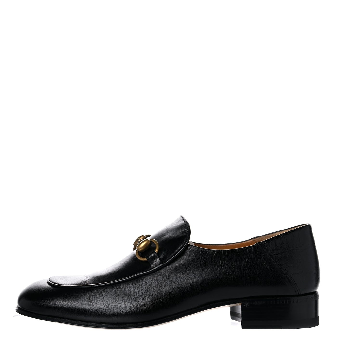 Goatskin Womens Horsebit Mid-Heel Loafers 39 Black
