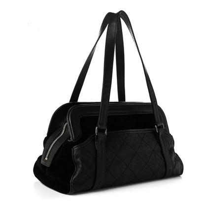 Chanel Calfskin Terrycloth Quilted Large Reissue Bowling Bag Tote Black 3 of 10