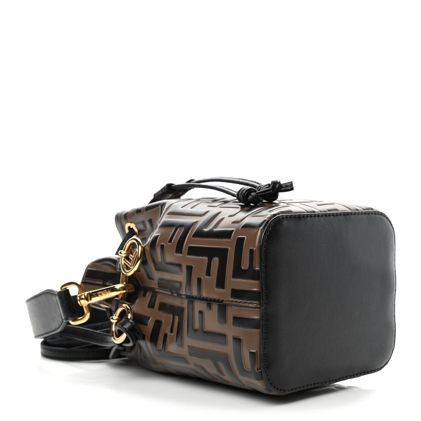 Vitello Liberty F is Fendi Bi-Color FF 1974 Embossed Mini Mon Tresor Bucket Bag Maya Black