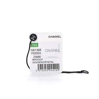 Chanel Crystal Cha-Nel Logo Brooch Set Gold 5 of 5
