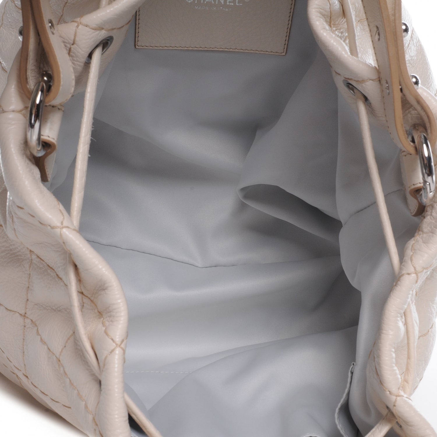 Chanel Glazed Calfskin On The Road Drawstring Tote Ivory 6 of 8