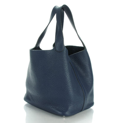 Hermes Taurillon Clemence Picotin 22 MM Bleu De Malte 3 of 11