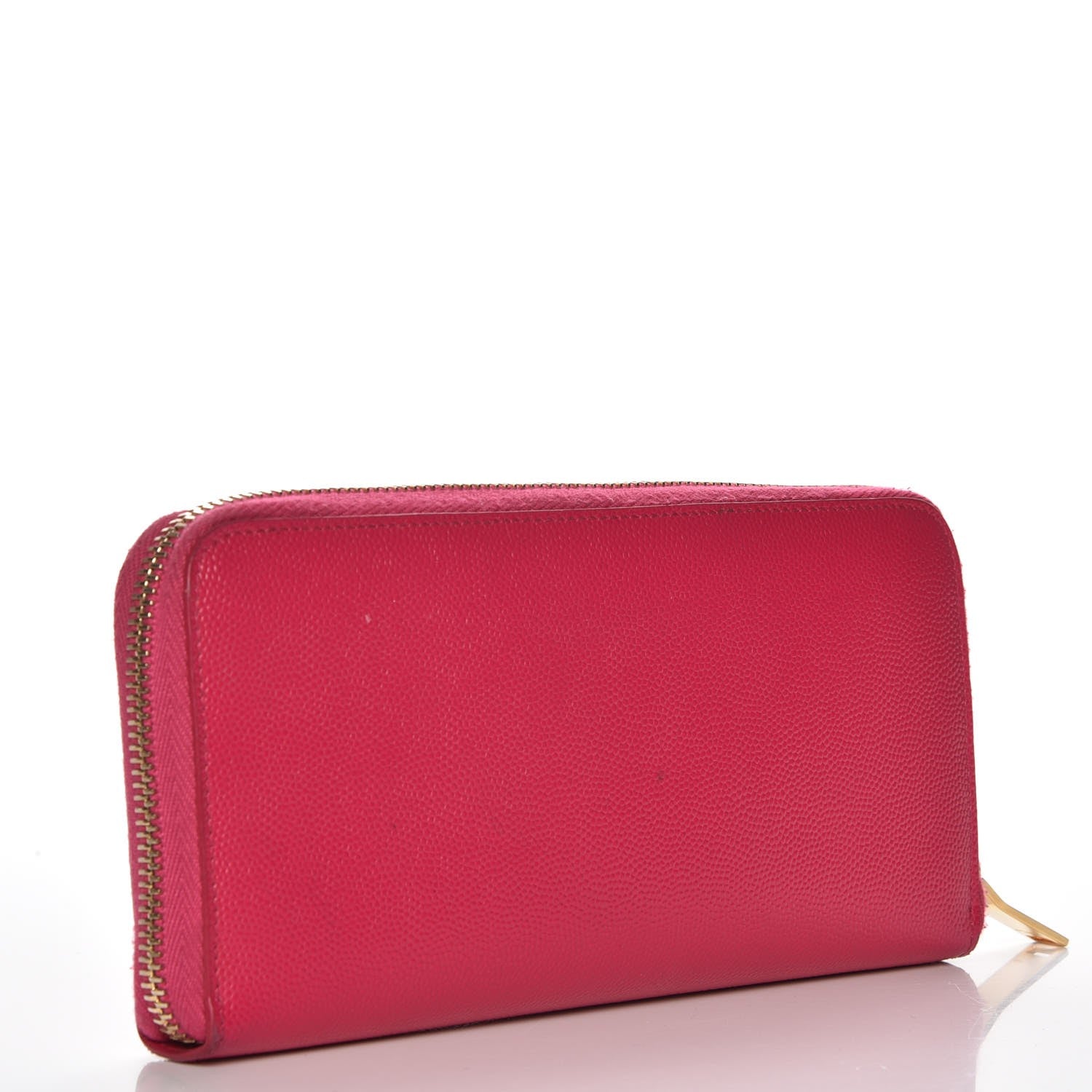 Saint Laurent Grain De Poudre Monogram Zip Around Wallet Lipstick Fuchsia 3 of 6