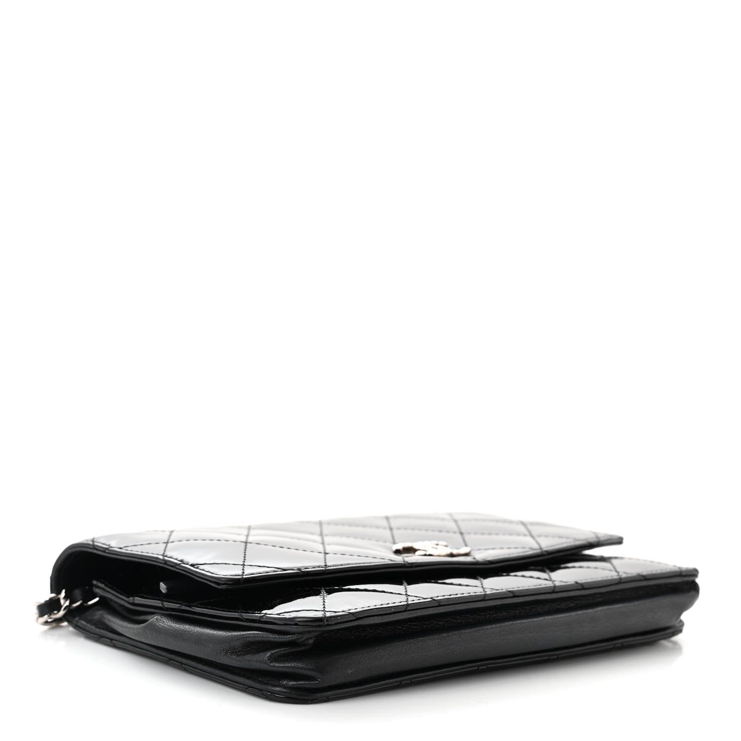 Chanel Patent Quilted Brilliant Wallet On Chain WOC Black 4 of 12