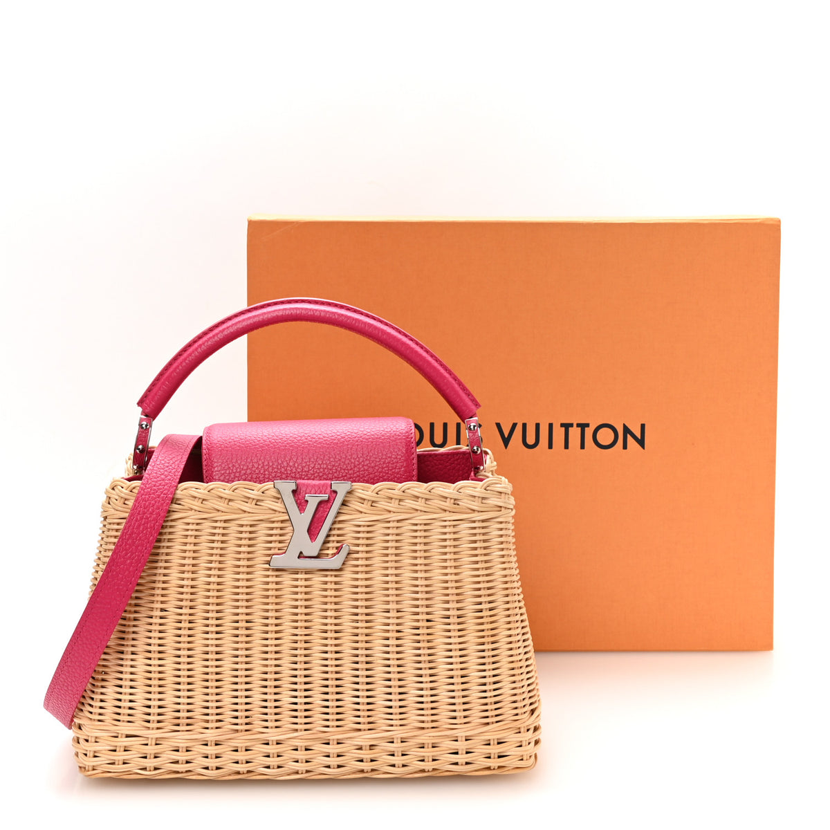 Louis Vuitton Rattan Calfskin Capucines BB Pink 10 of 10