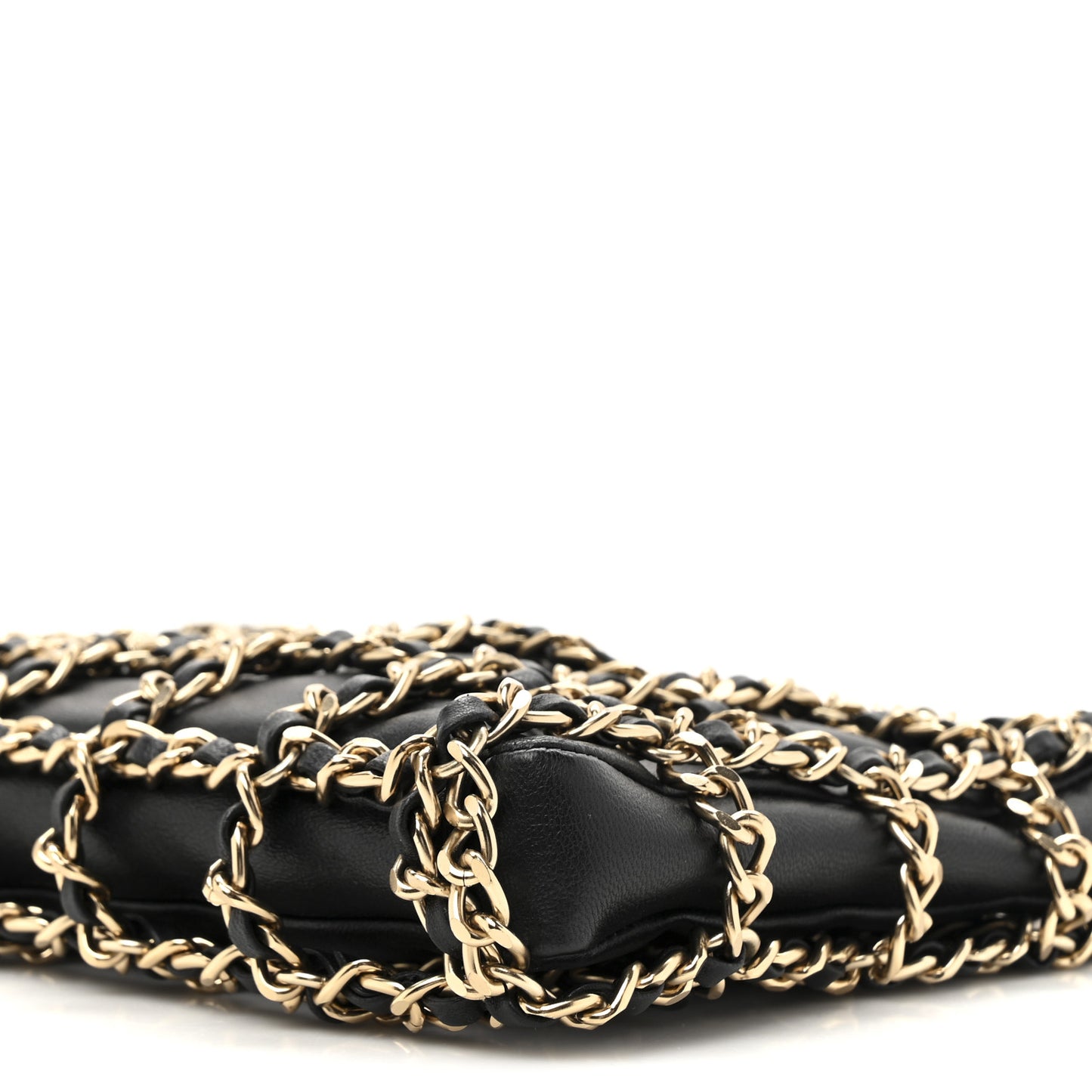 Lambskin Chain Frame Shoulder Bag Black