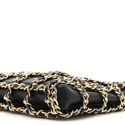 Chanel Lambskin Chain Frame Shoulder Bag Black 18 of 19