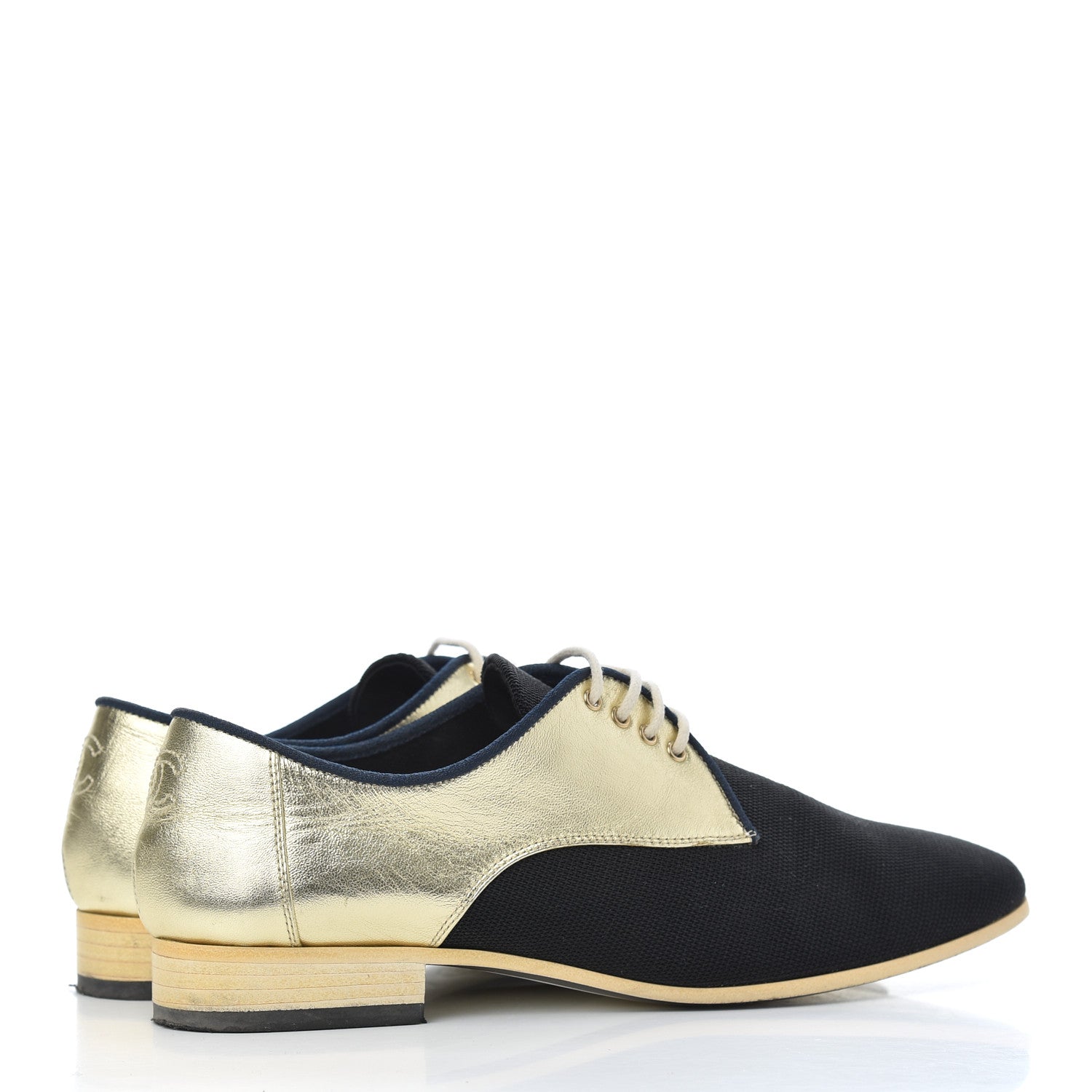 Chanel Metallic Lambskin CC Lace Up Oxfords 35.5 Dark Gold 4 of 13