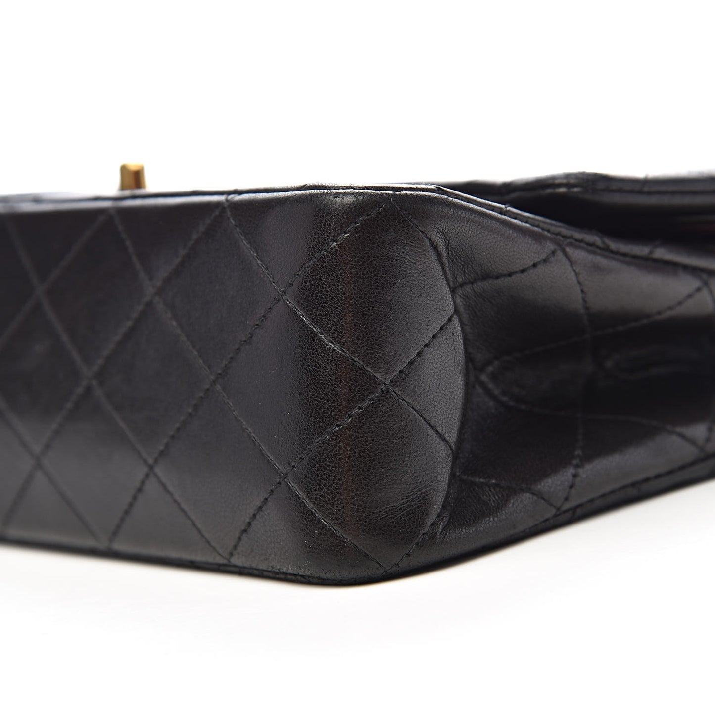 Lambskin Quilted Medium Double Flap Black