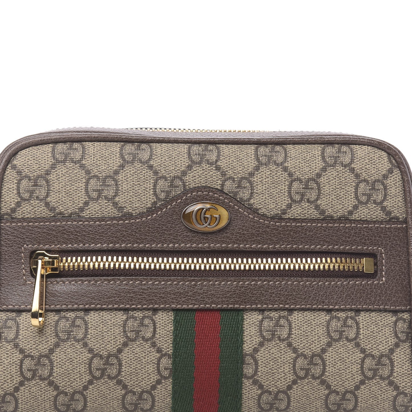 GG Supreme Monogram Web Small Ophidia Belt Bag 75 30 Dark Brown