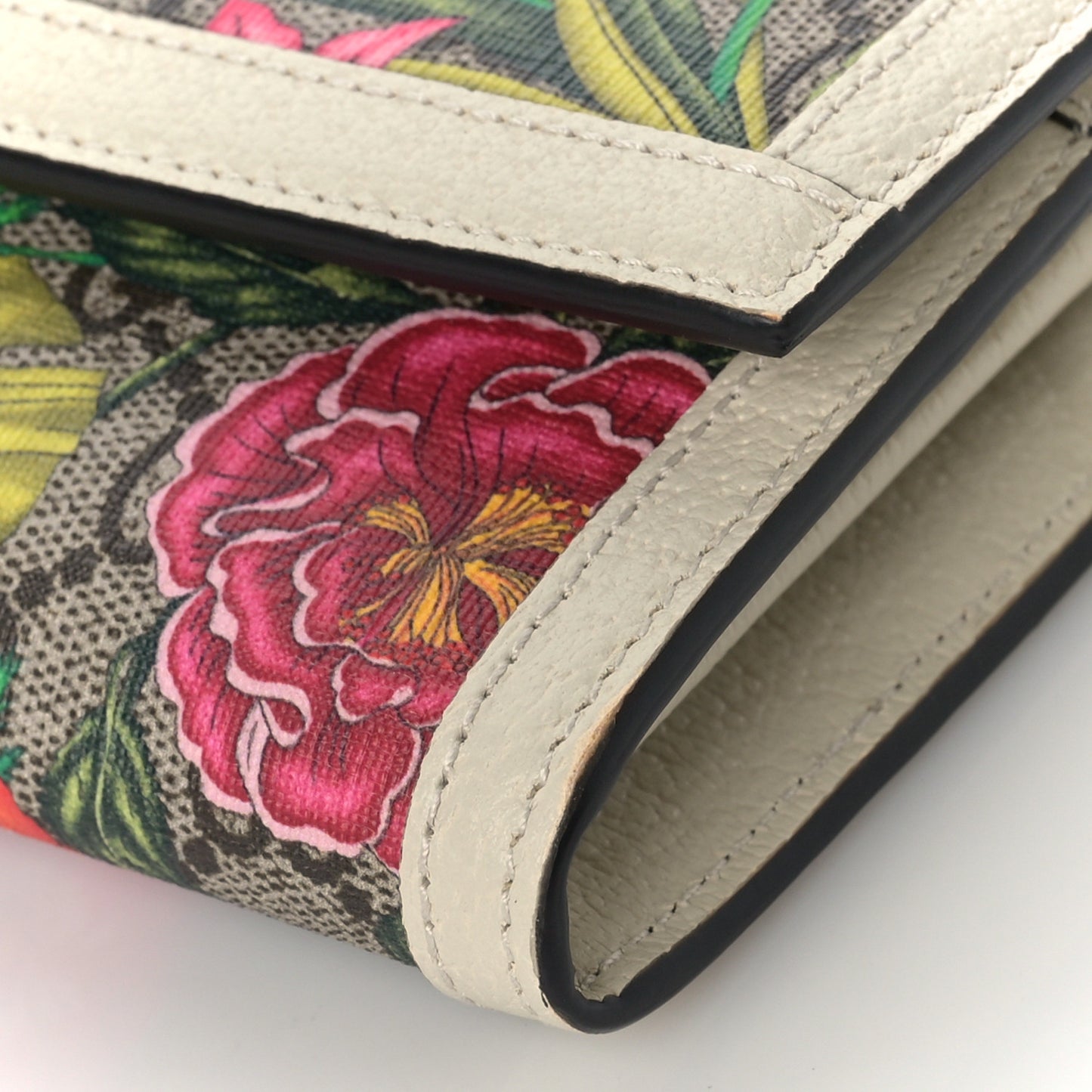 GG Supreme Monogram Flora Web Ophidia Continental Wallet White