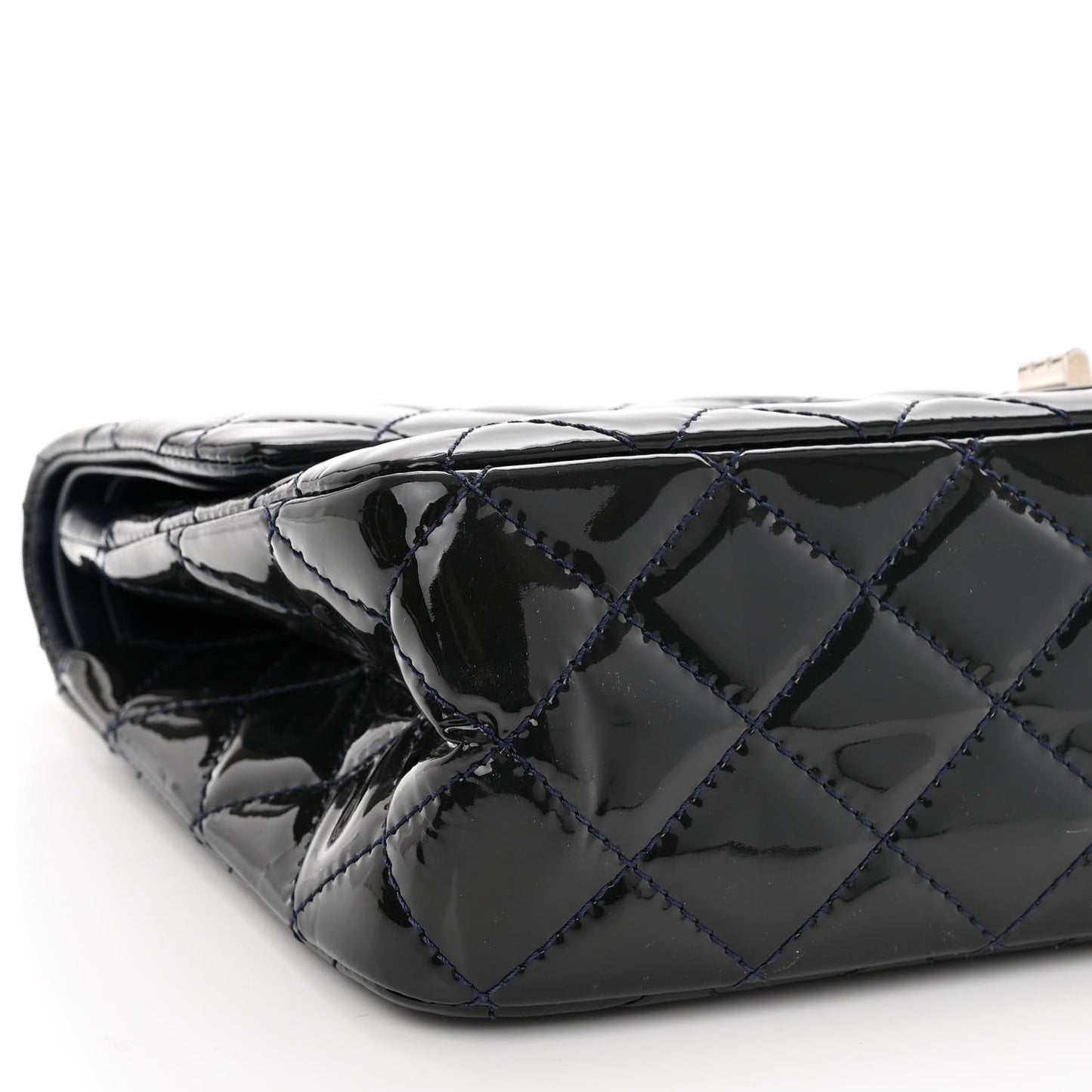Distressed Patent Quilted 2.55 Reissue 227 Flap Dark Blue