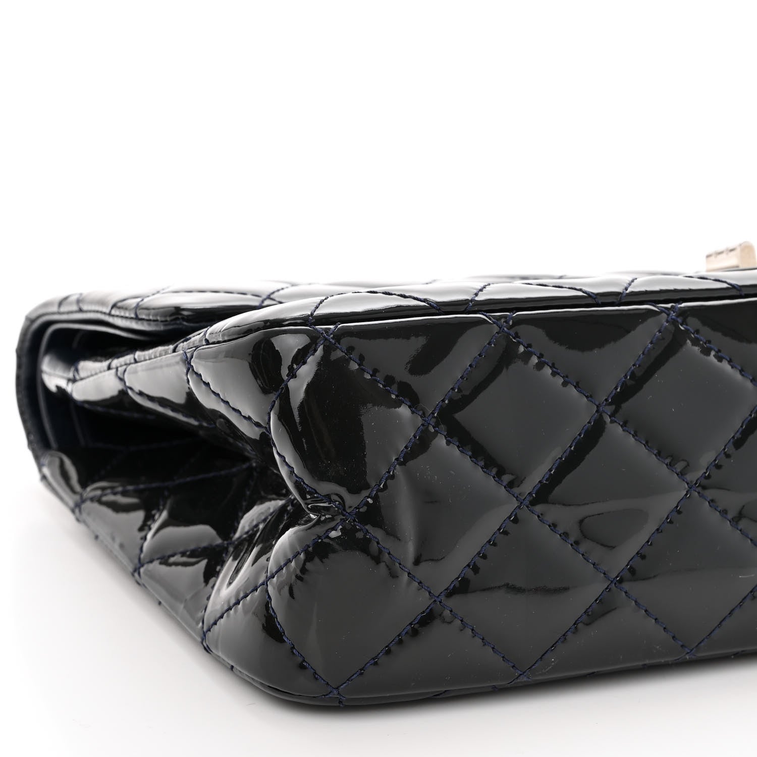 Chanel Distressed Patent Quilted 2.55 Reissue 227 Flap Dark Blue 9 of 10