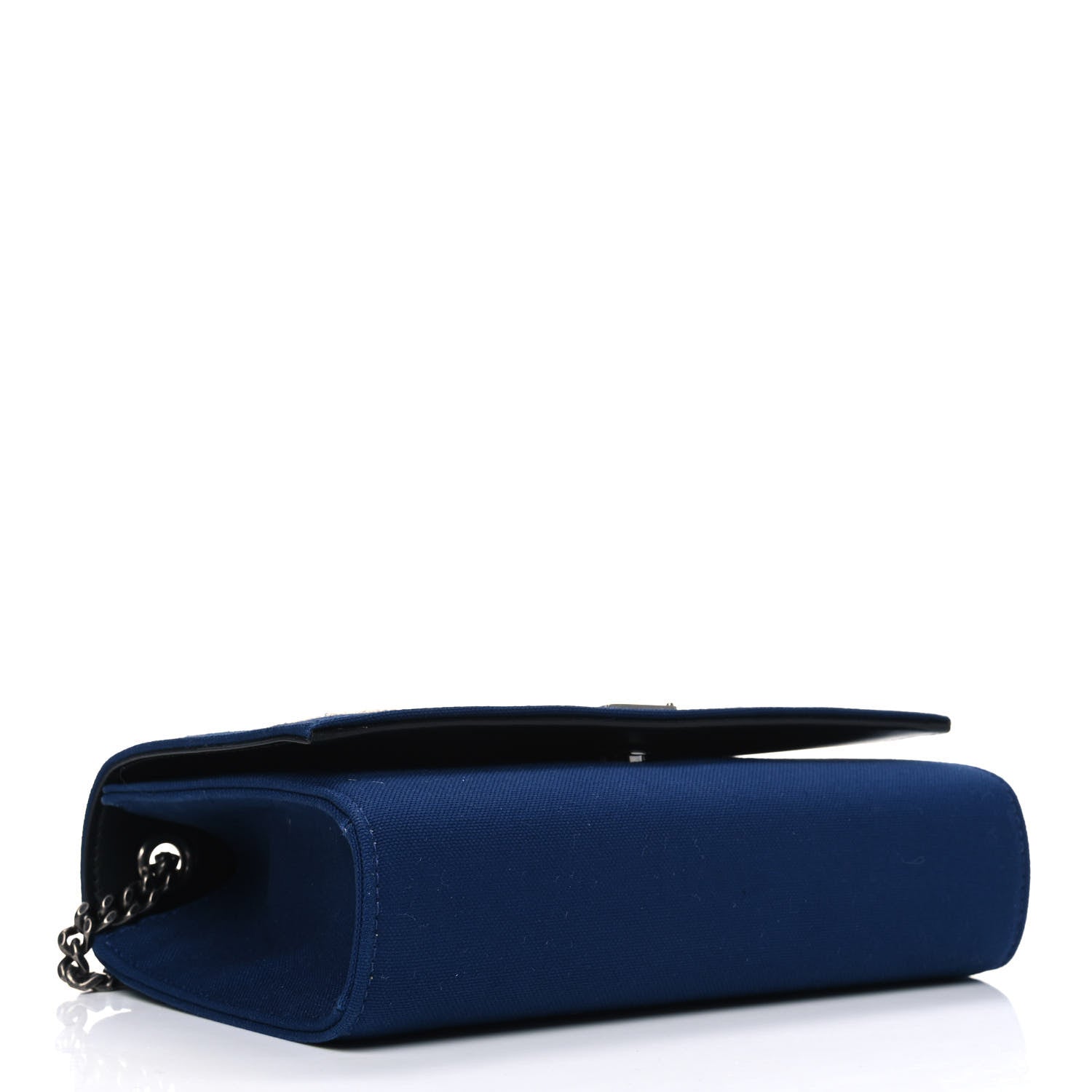Saint Laurent Canvas Embroidered Stars Small Monogram Kate Satchel Blue Bianco 3 of 5