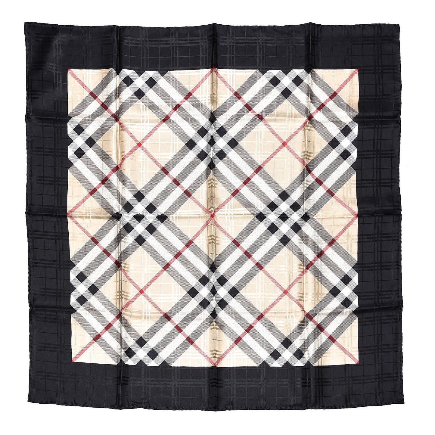 Silk Print Check Scarf Camel
