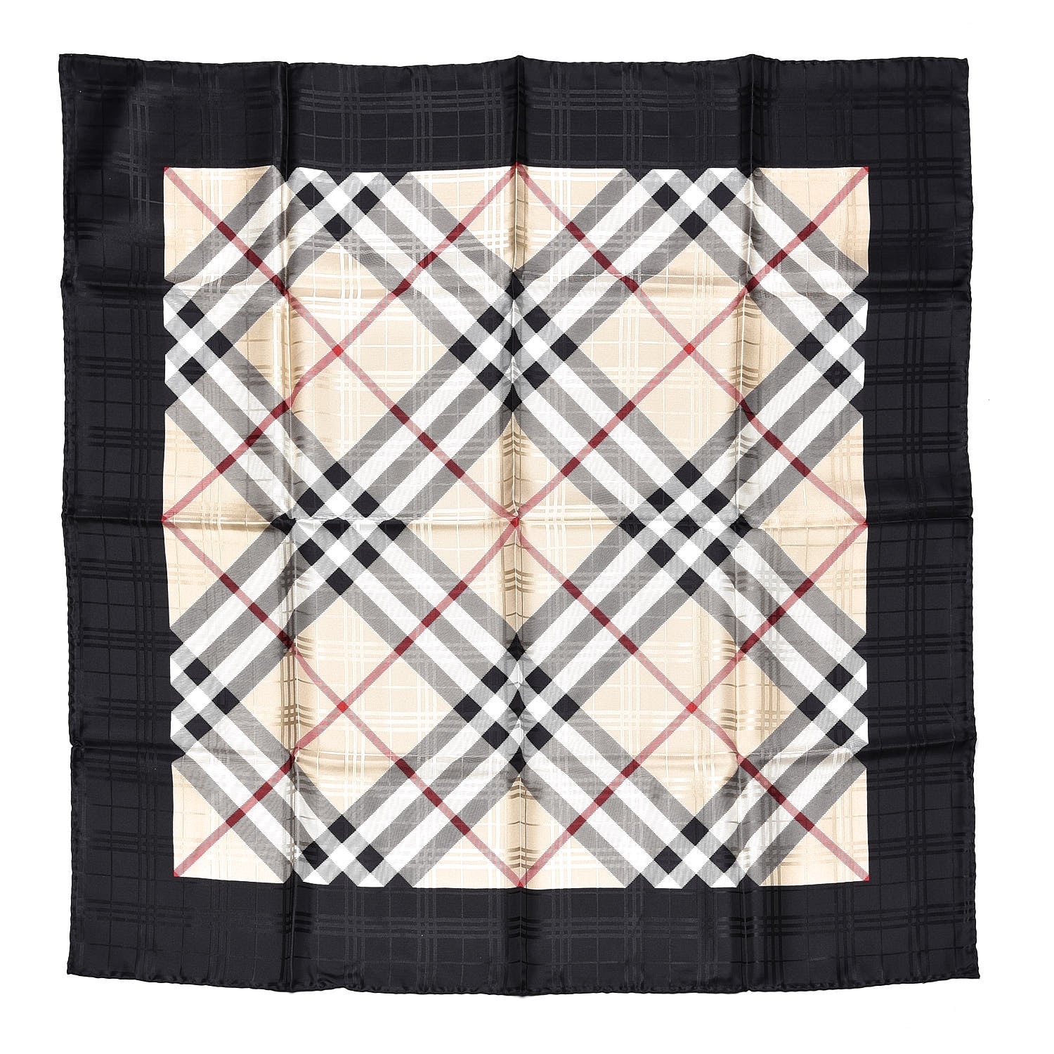 Burberry Silk Print Check Scarf Camel 1 of 3