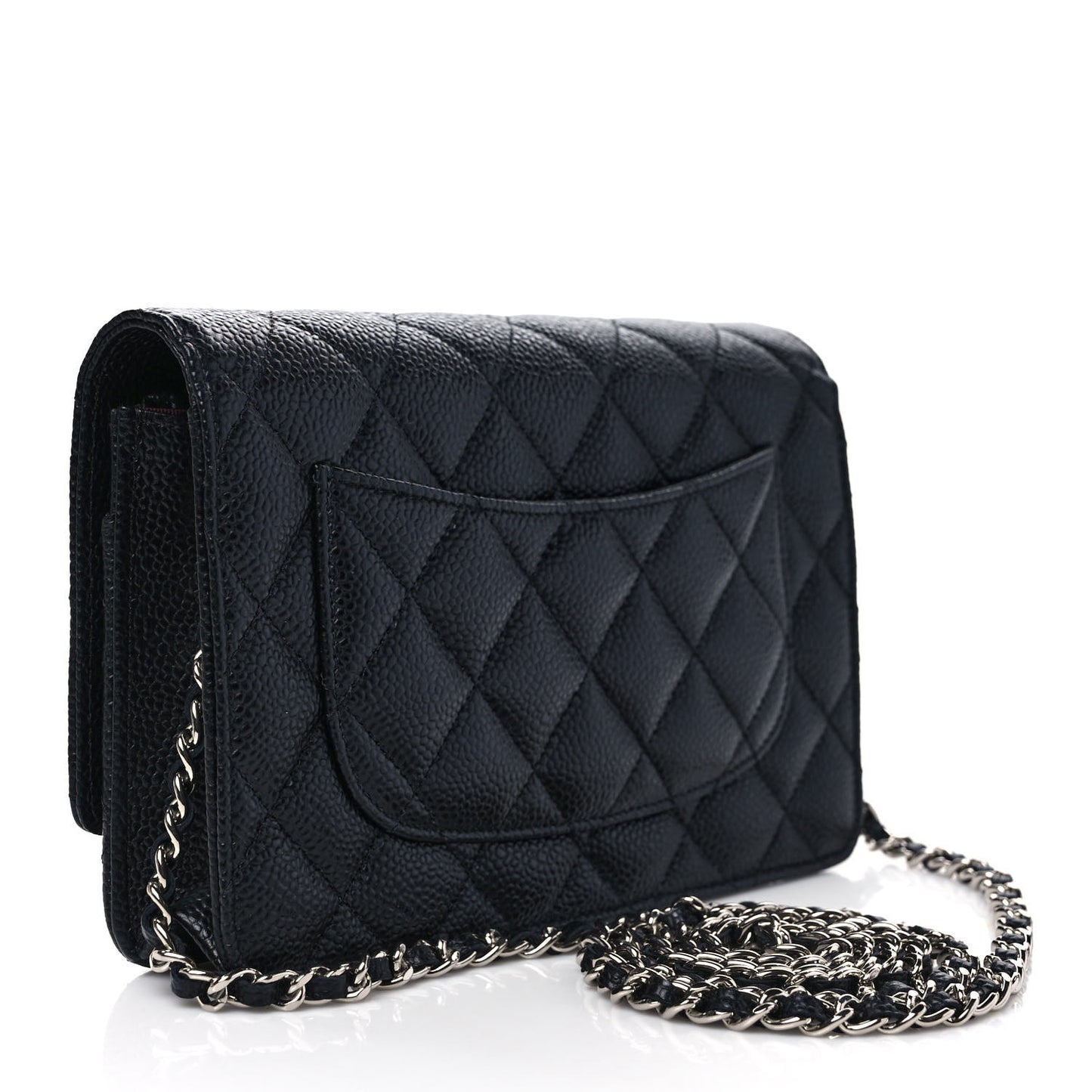 Caviar Quilted Wallet on Chain WOC Black