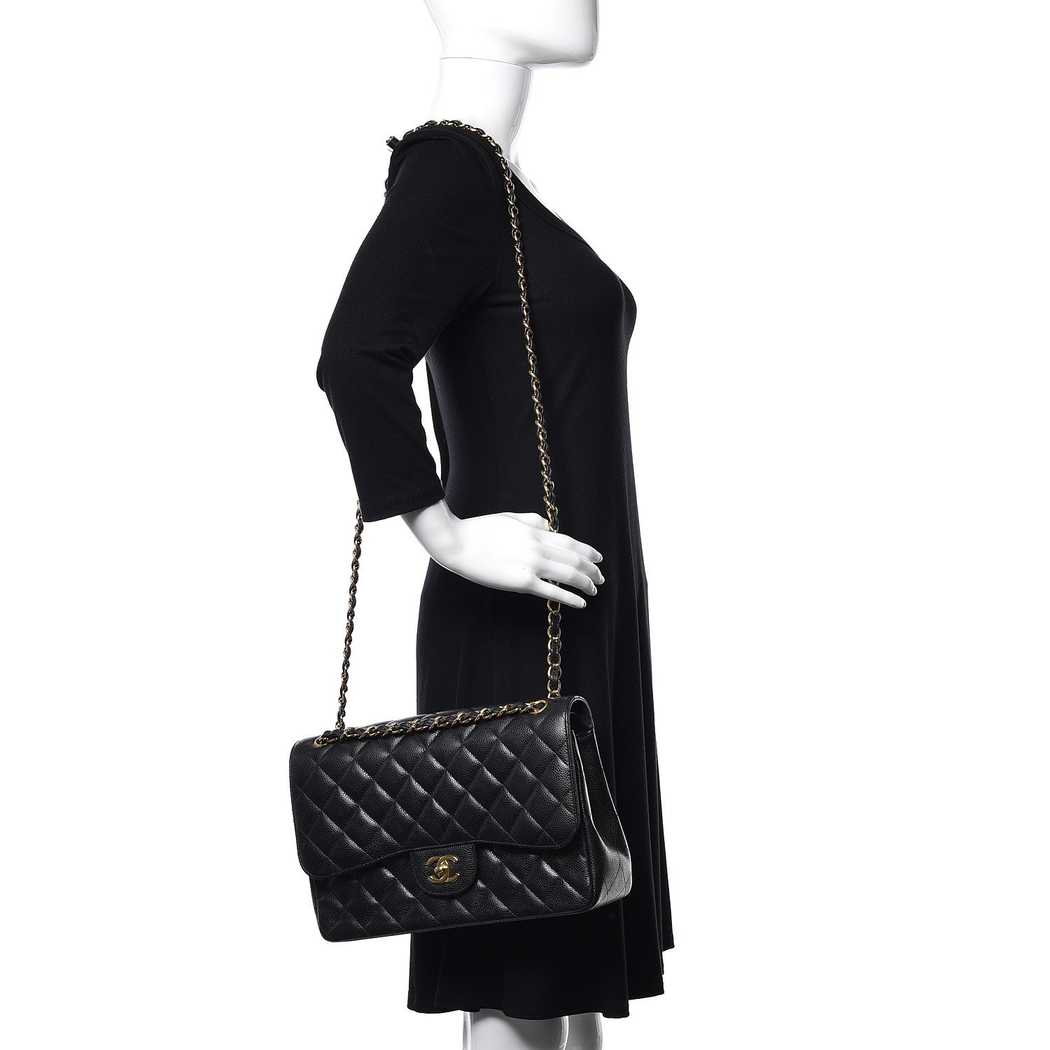 Chanel Caviar Quilted Jumbo Double Flap Black 2 of 11