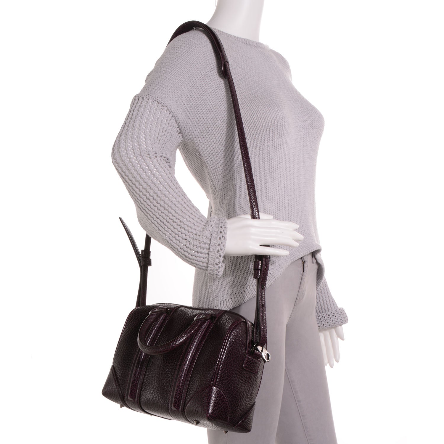 Givenchy Glazed Pebbled Calfskin Mini Lucrezia Aubergine 2 of 10