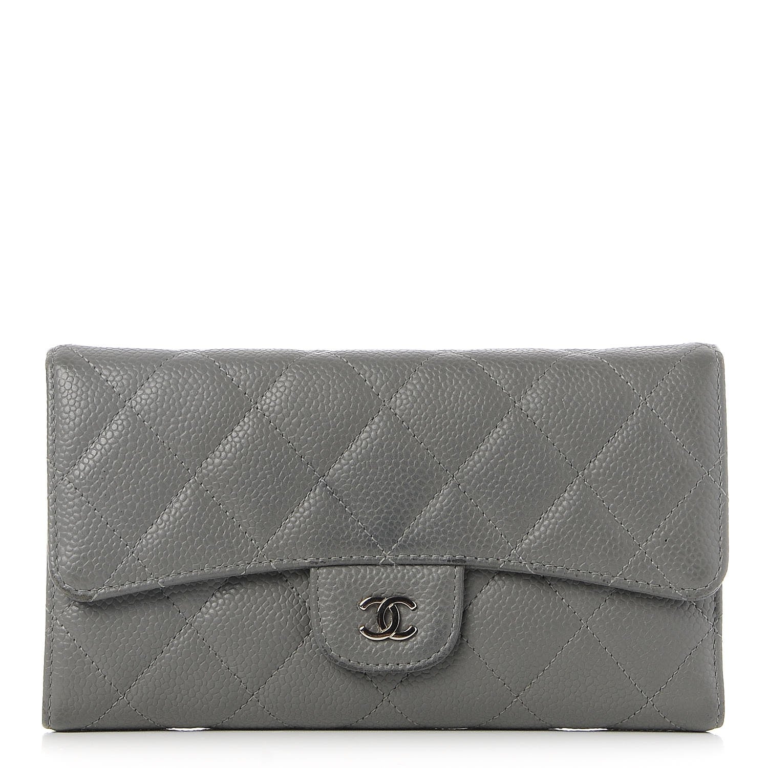 Chanel Caviar Quilted Large Flap Wallet Grey 1 of 11