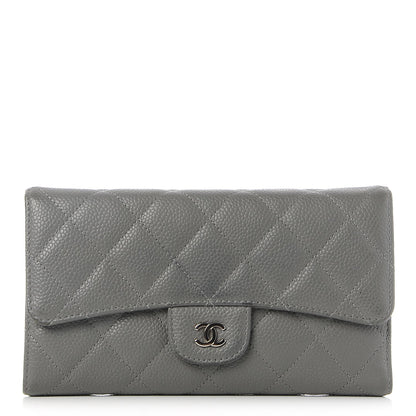 Chanel Caviar Quilted Large Flap Wallet Grey 1 of 11