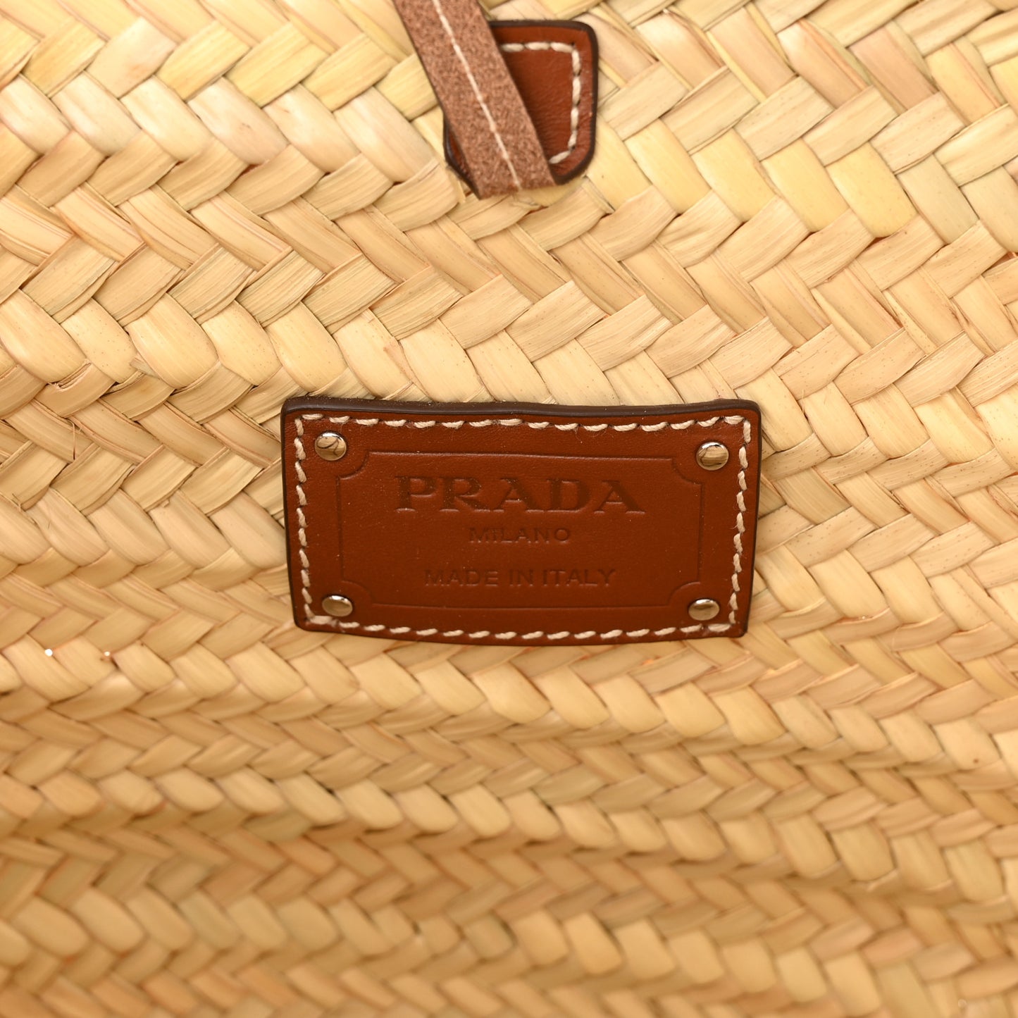 Palmitto Vitello Woven Braided Large Basket Tote Bag Naturale Cognac