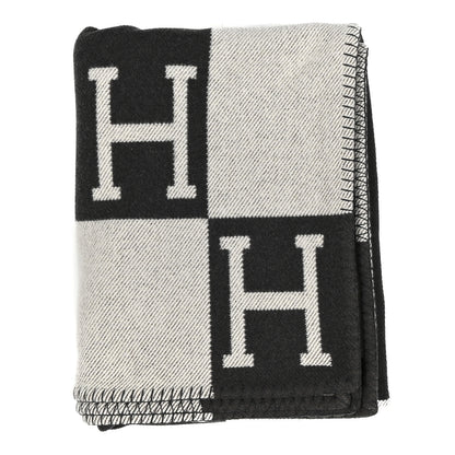 Hermes Wool Cashmere Avalon III Blanket Ecru Black 1 of 3