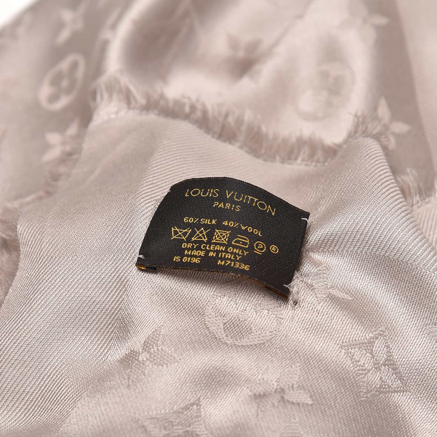 Wool Silk Monogram Shawl Beige