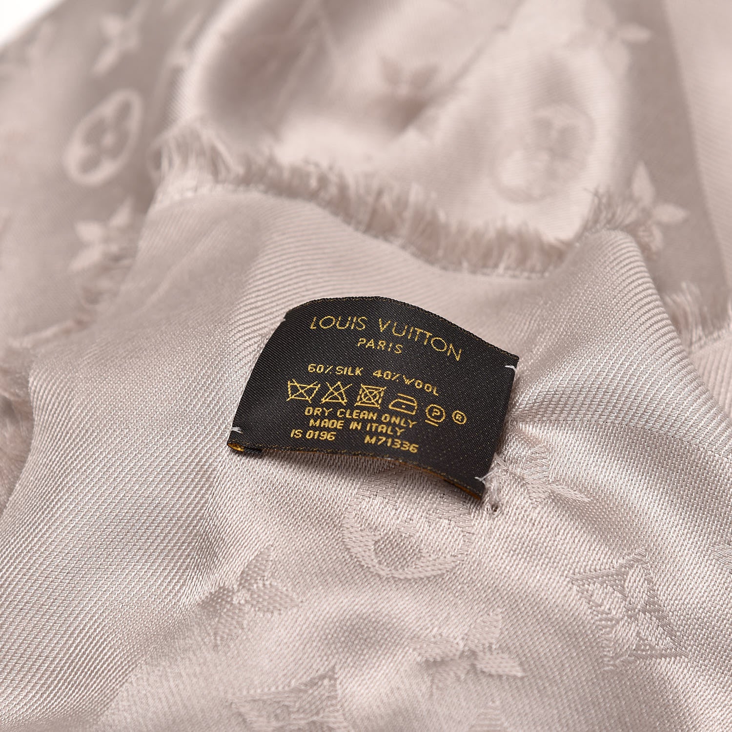 Louis Vuitton Wool Silk Monogram Shawl Beige 3 of 5
