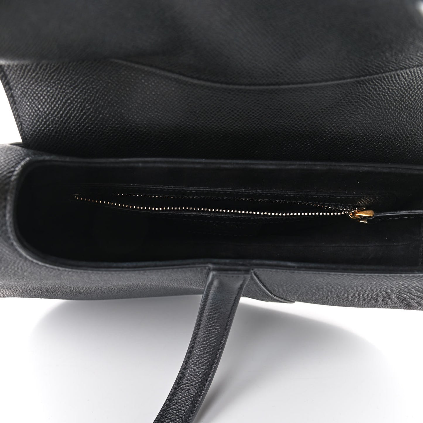 Grained Calfskin Saddle Bag Black